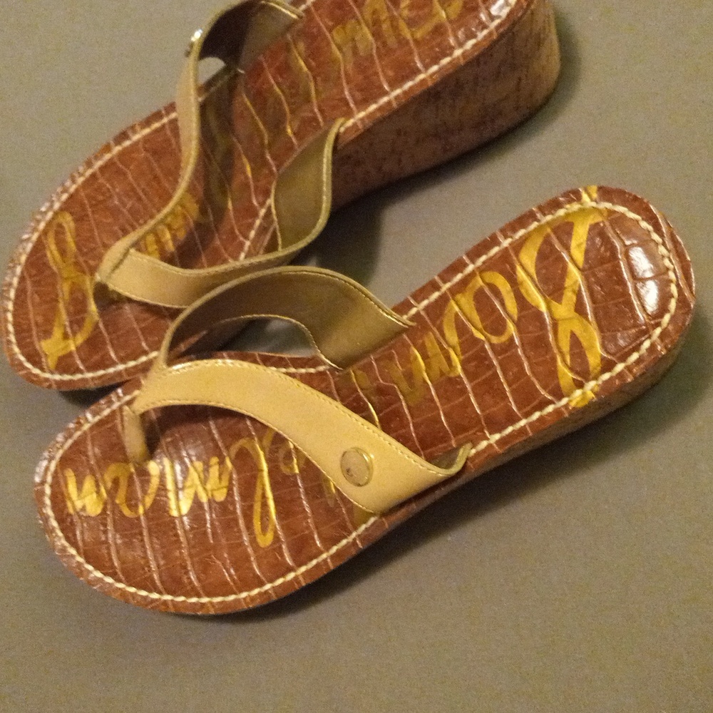 Sam Eldeman Cork Wedge Sandals Size 7.5 - Picture 2 of 8